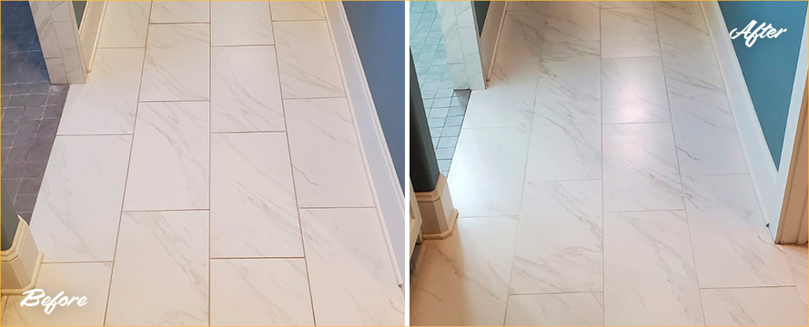 Floor Before and After a Superb Tile Sealing in Southport, NC