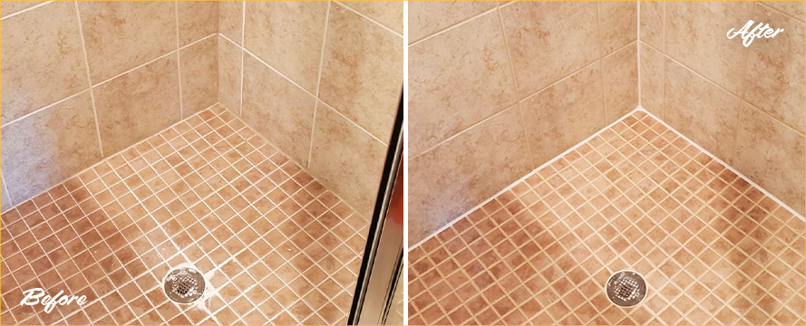 Shower Before and After an Excellent Grout Sealing in Leland, NC