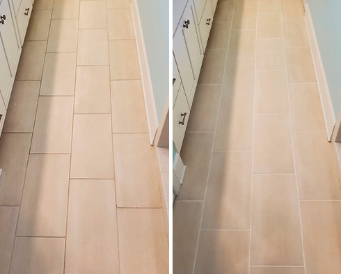 Floor Before and After Our Hard Surface Restoration Services in Morehead City, NC
