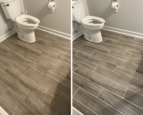 Floor Before and After a Grout Sealing in  Morehead City, NC