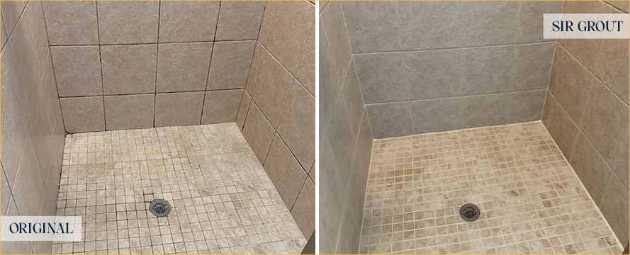 Shower Before and After an Excellent Tile Cleaning in Jacksonville, NC