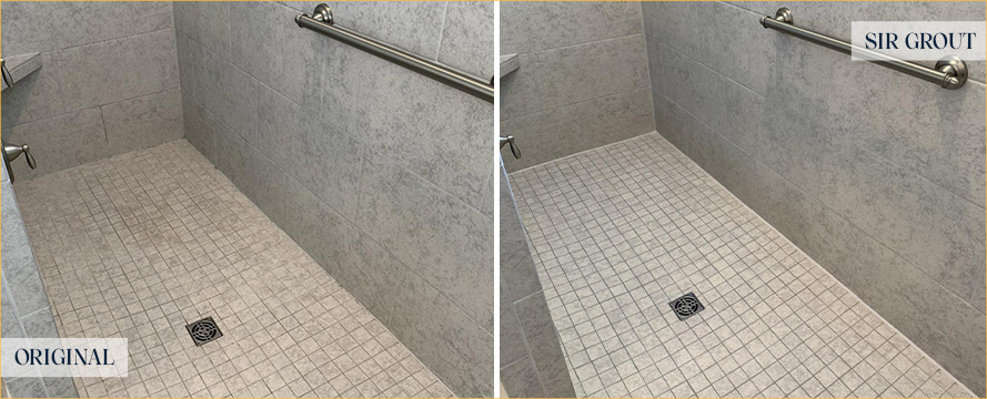 Shower Before and After a Superb Grout Sealing in Wilmington, NC
