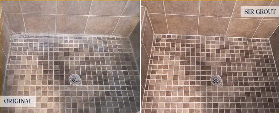 Shower Before and After a Flawless Tile Cleaning in Southport, NC