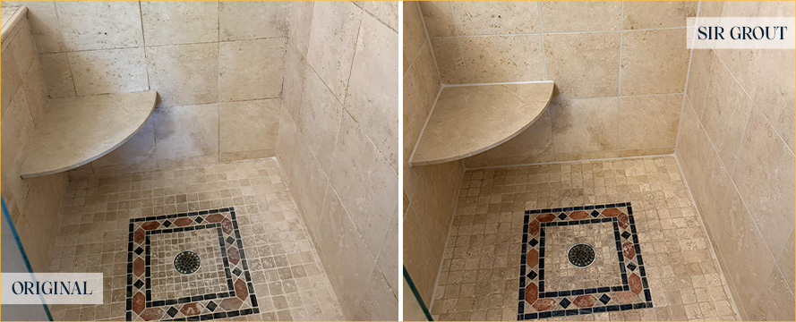 Shower Before and After an Excellent Tile Cleaning in Wilmington, NC