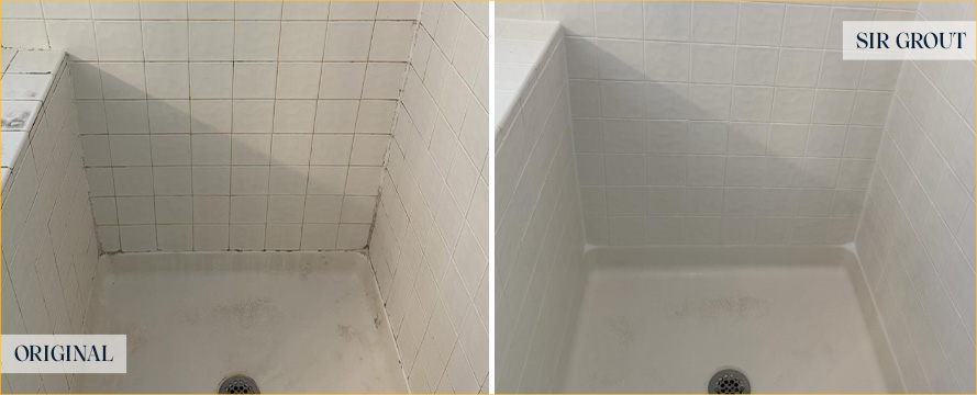 Shower Before and After a Flawless Grout Cleaning in Wilmington, NC