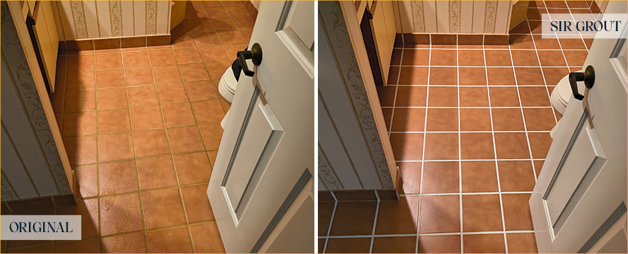 Floor Before and After a Flawless Grout Sealing in Hubert, NC