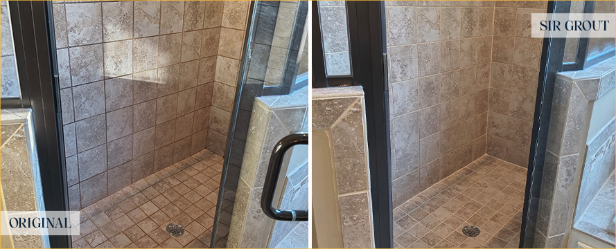Shower Before and After a Flawless Tile Cleaning in Hampstead, NC