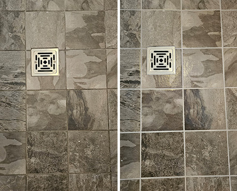Shower Before and After a Grout Sealing in Leland, NC