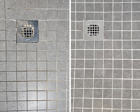 Shower Before and After a Grout Sealing in Wilmington, NC