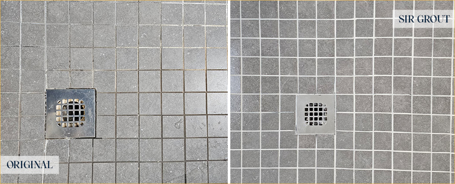 Shower Before and After a Flawless Grout Sealing in Wilmington, NC