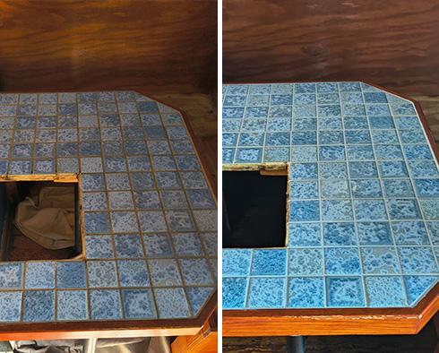 Surface Before and After a Tile Cleaning in Wilmington, NC 