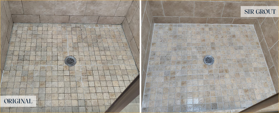 Shower Before and After an Excellent Tile Cleaning in Swansboro, NC