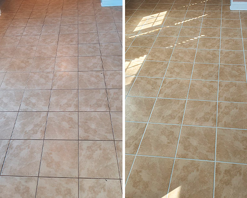 Kitchen Floor Before and After Our Newport Grout Sealing Service
