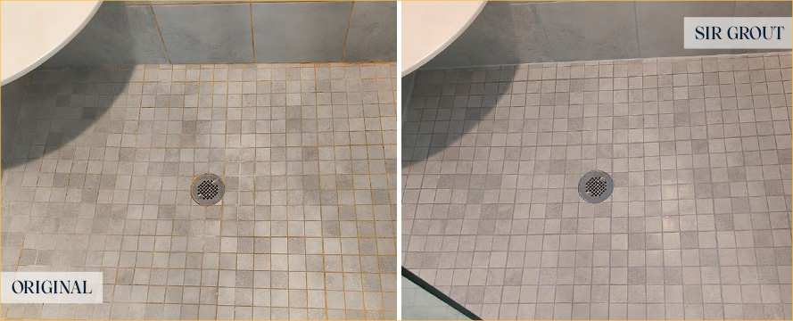 Shower Before and After Our Leland Tile Cleaning Service