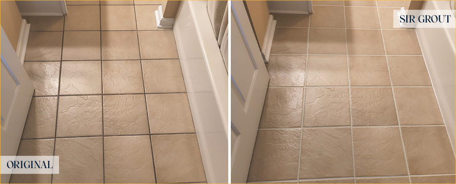 Floor Before and After an Excellent Grout Cleaning in Beaufort, NC