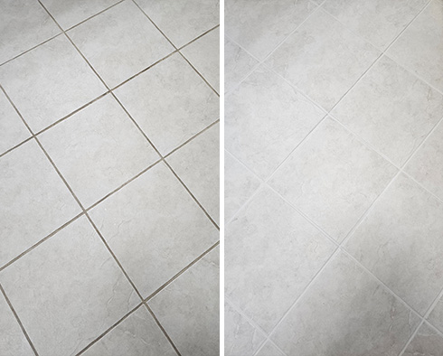 Floor Before and After a Grout Sealing in Leland, NC