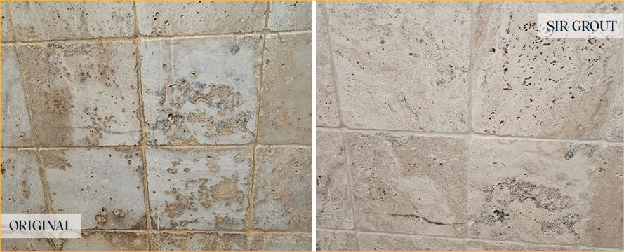 Shower Before and After a Flawless Stone Cleaning in Southport, NC