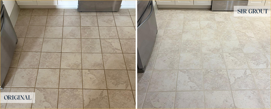 Floor Before and After a Flawless Grout Cleaning in Oak Island, NC