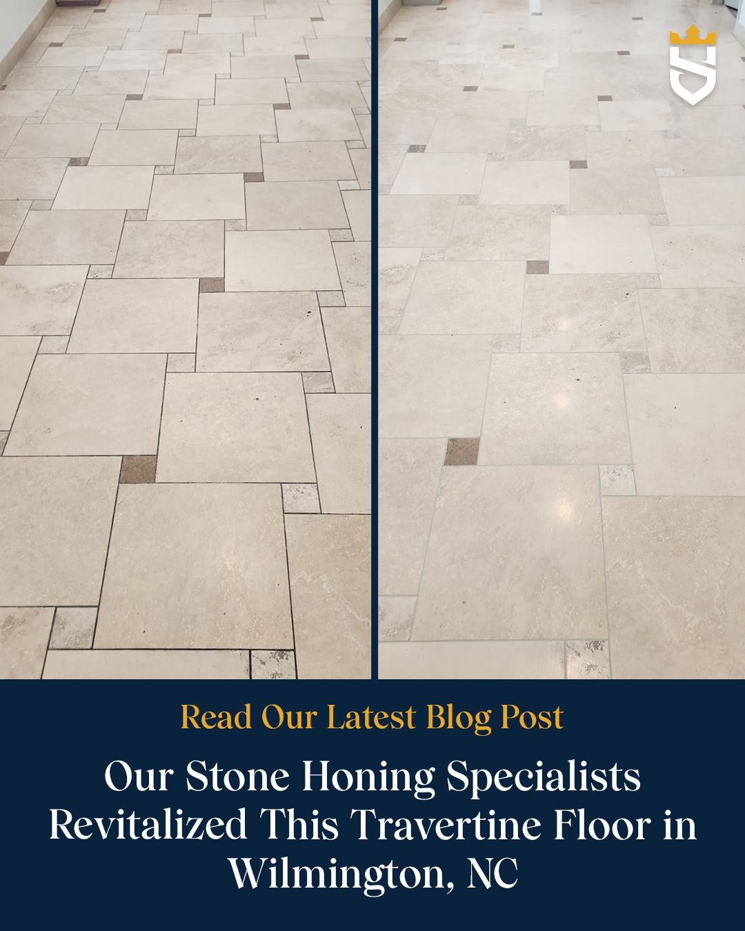 Our Stone Honing Specialists Revitalized This Travertine Floor in Wilmington, NC